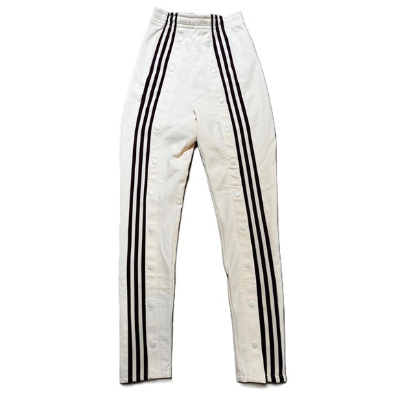 XS CUSTOM Ivy Park Cream Burgundy Striped Snap Buttons Track Pants Skinny Adidas - Picture 6 of 6